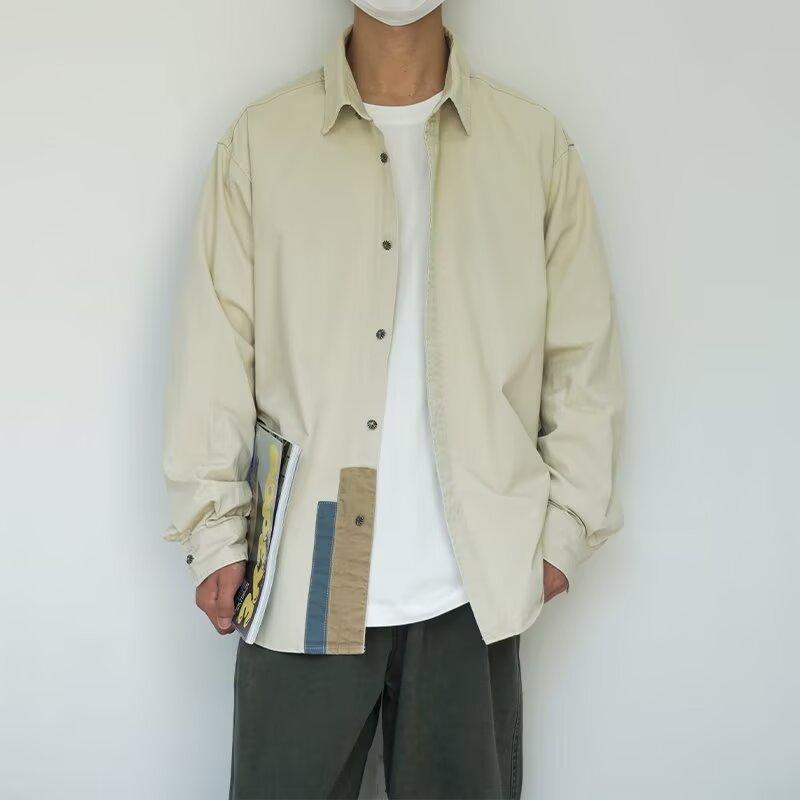 

2024 Весна и осень PU красивое пальто мужское Ins High Street модный бренд Гонконгский стиль японский стиль Харадзюку корейский стиль модная свободная куртка 2XL абрикосовый