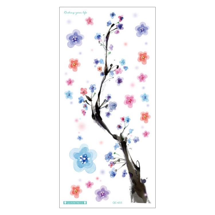 Colorful 3D Waterproof Full Arm Tattoo Stickers - Personalized Flower & Bracelet Designs 210*100MM Full Arm Size