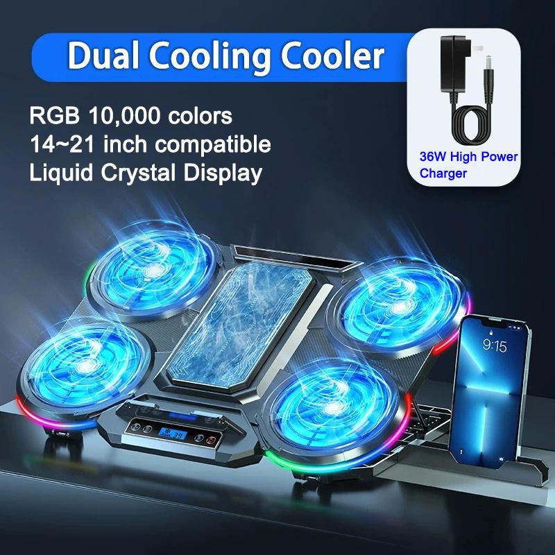 Notebook Cooler Semiconductor Cooling Rgb Ambient Lighting Mute High Power Cooling Stand Laptop Accessories 12-18 Inch Laptop