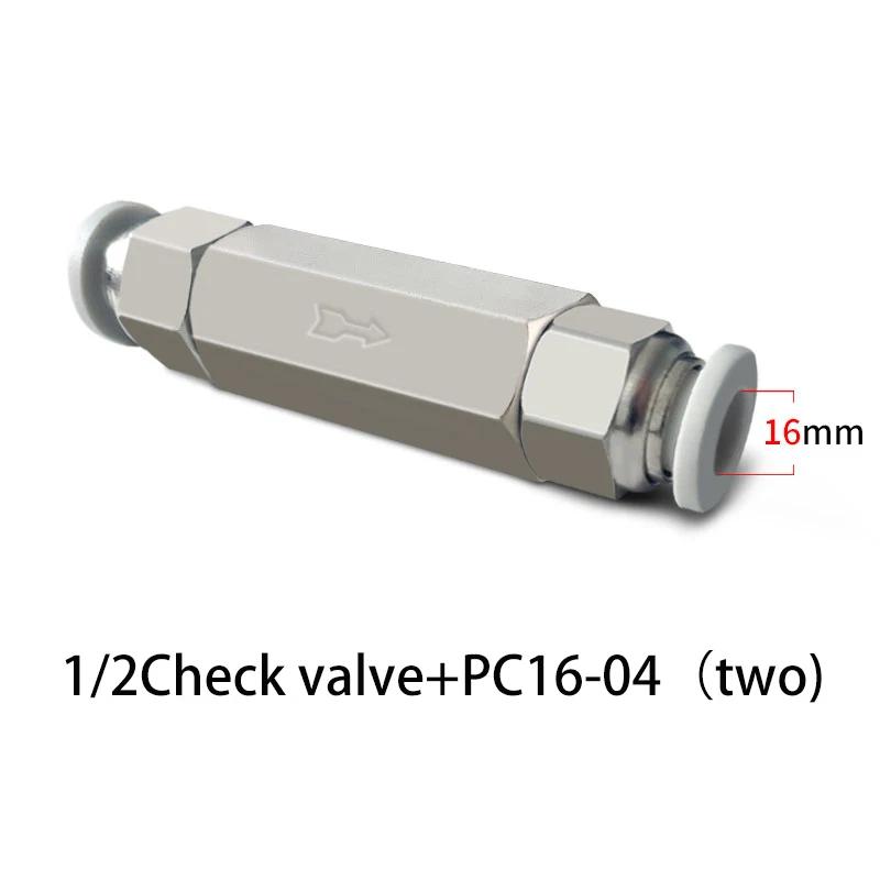 Air Check Valve for 6mm/8mm/10mm OD Hose 1/4' Brass One-Way Single-Check Valve for Air Gas Compressor Pipe Fitting Adapter