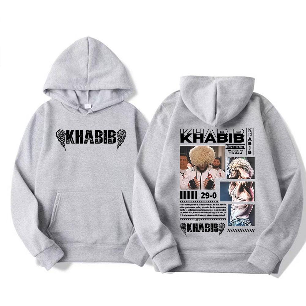Khabib Nurmagomedov Fighting Graphic Hoodies Men's Clothing Harajuku Retro Long Sleeve Oversized Sweatshirt