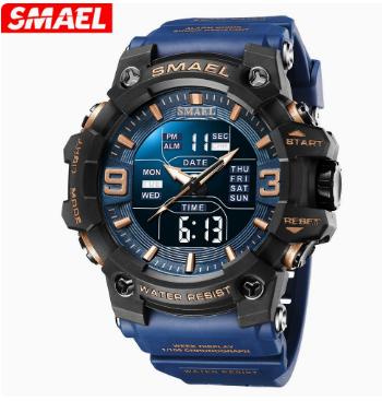 SMAEL 8049 Watch Sport LED Light Alarm Clock Dual Time Display WaterproofWeek Auto Date Wristwatches Quartz