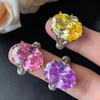 New Jewelry Ring Simulation Bird's Nest Cut Purple Lithium Radiant Powder Zirconia Yellow Color Treasure Open Women's Fashion Commuter Goods