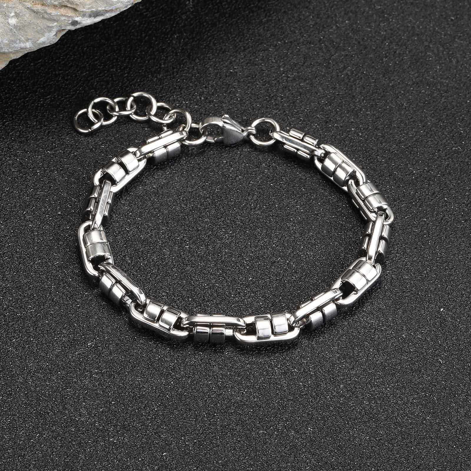 

Vnox Thick Punk Link Chain Bracelet For Men Teen,Stainless Steel Three Color Handmade Heavy Chain,Metal Stylish Hand Jewelry
