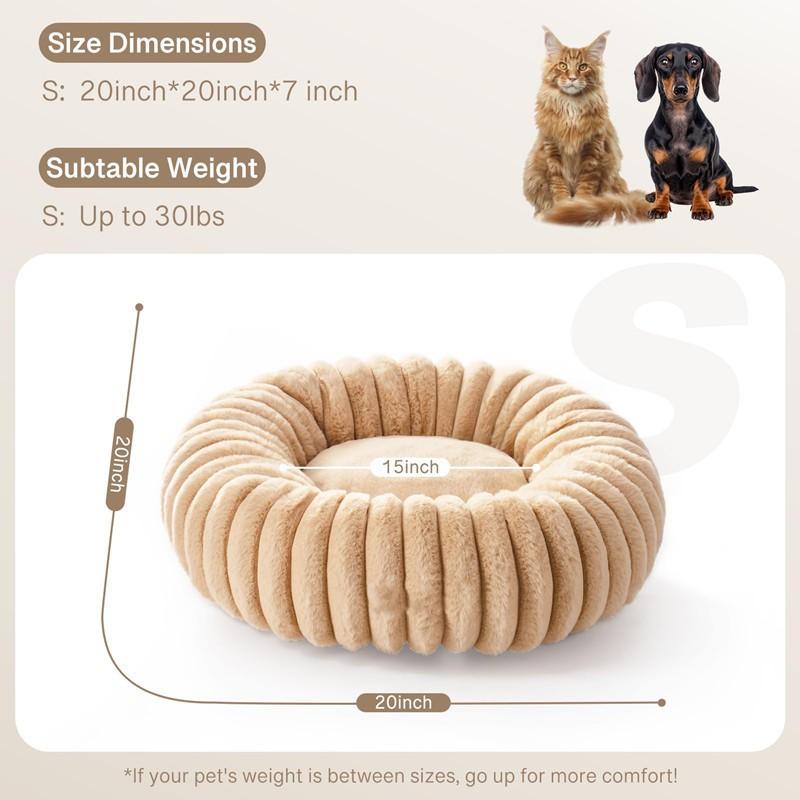 Plush Round Pet Bed Dogs Cats Winter Warm Nest Heavyweight Faux Fur Cushion 40-100cm