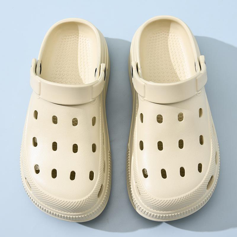 Hole shoes women's summer height increase versatile wear-resistant bag head drag wear non-smelly feet solid color light cool slippers