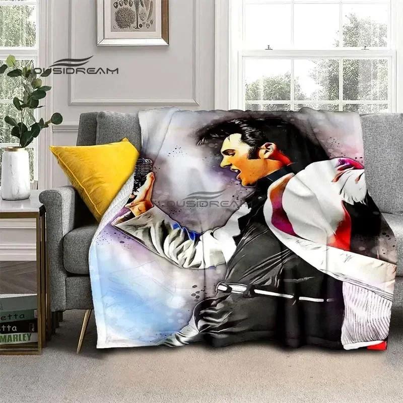 Elvis Throws Blanket 3D Printing Rock Singer Sofa Blanket Adults and Children Bedroom Living Room Decoration Blanket for Bed