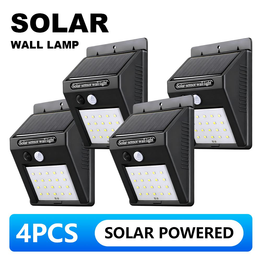 20LEDs Solar Wall Lamp PIR Motion Sensor Outdoor Light IP65 Waterproof Auto On Off Solar Security Lamp for Garden Fence Pathway