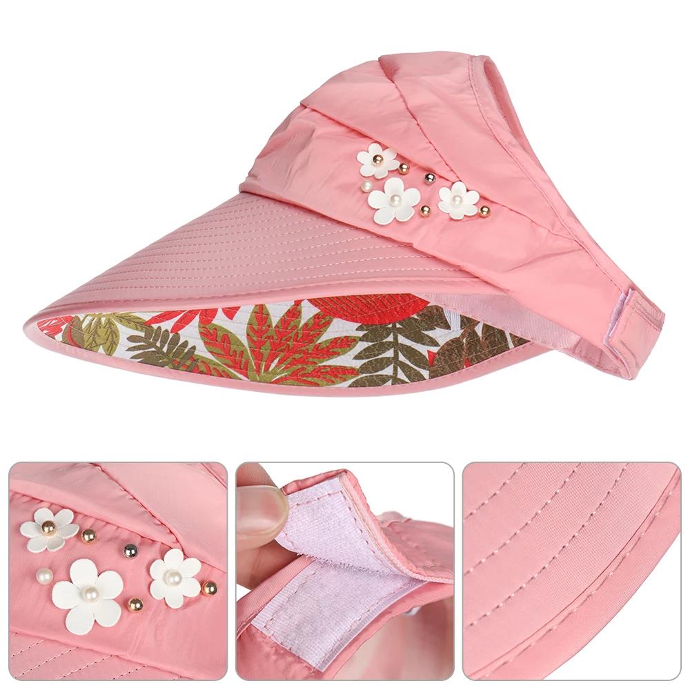 Women Ladies Anti-UV Wide Brim Foldable Visor Caps Sun Hat Casual Hats Beach Cap