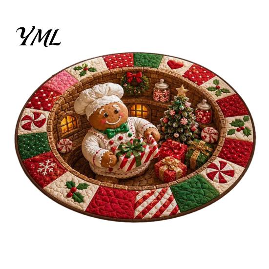 Festlicher Teppich für den Innenbereich, Weihnachten 3D-Teppich, Illusion Runder Dekorativer Effekt, Feiertagsteppich Fußmatte, für Heim Wohnzimmer Dekoration Saisonale Winter