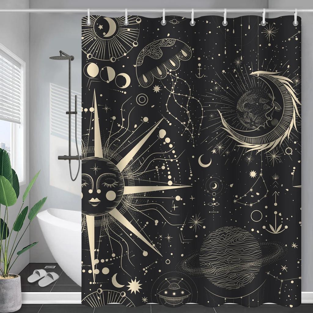 Constellation Fabric Shower Bath Curtain Blush Sun And Moon Phrase Modern Abstract Mysticism Waterproof Bathroom Accessories