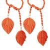 62KD 2Pcs Window Curtain Handknitted Tiebacks Bohemian Leaf Tassels Curtain Holdbacks with Wooden Beads for Drapes Tiebacks
