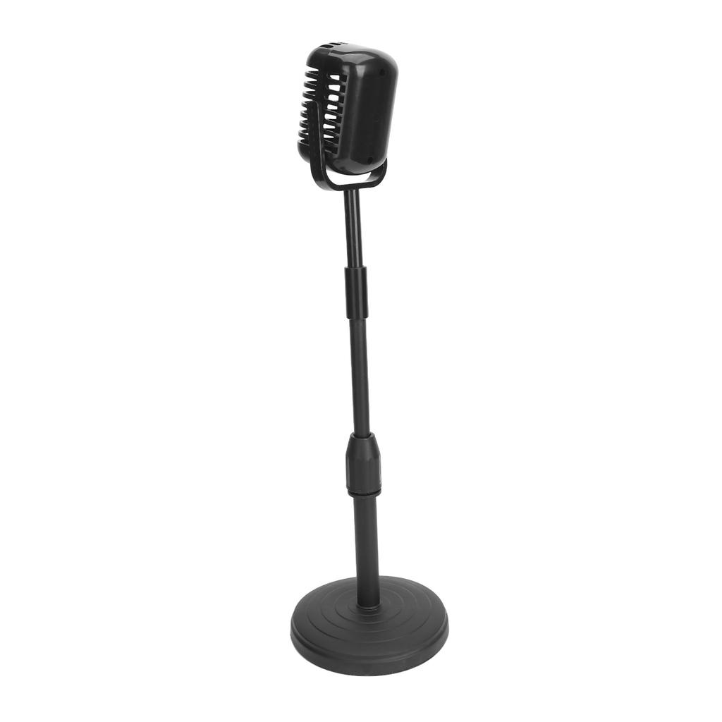 Retro Microphone Prop Fake Vintage Old Style Model with Stand Antique Decor for Costume Photography