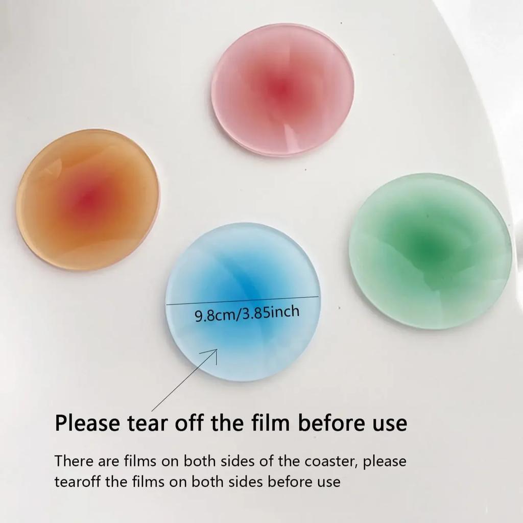 1pc Acrylic Coaster Circular Sunset Gradient Nordic Shooting Props Decorative Decorations Heat Insulation Mat