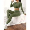 Two-piece Seamless Sports Training Suit,Long-sleeved High-waisted Round-neck Trousers Tight Leggings Women's Sportswear
