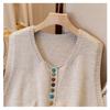 DIMANAF 2025 Autumn Women Sleeveless Vest Sweaters Knitting Buttons Casual Style Loose Sweater
