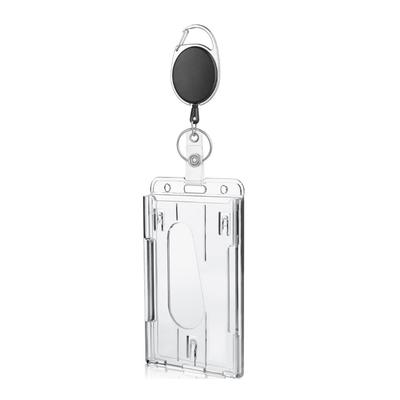 Retractable Badge Holder with Zinc Alloy Clip and Clear Plastic Card Case Suitable for ID Cards Work Badges and Access Cards