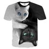 New Men Women Funny White  Black Cat 3d Print Casual Tshirt Short Tops Sleeve