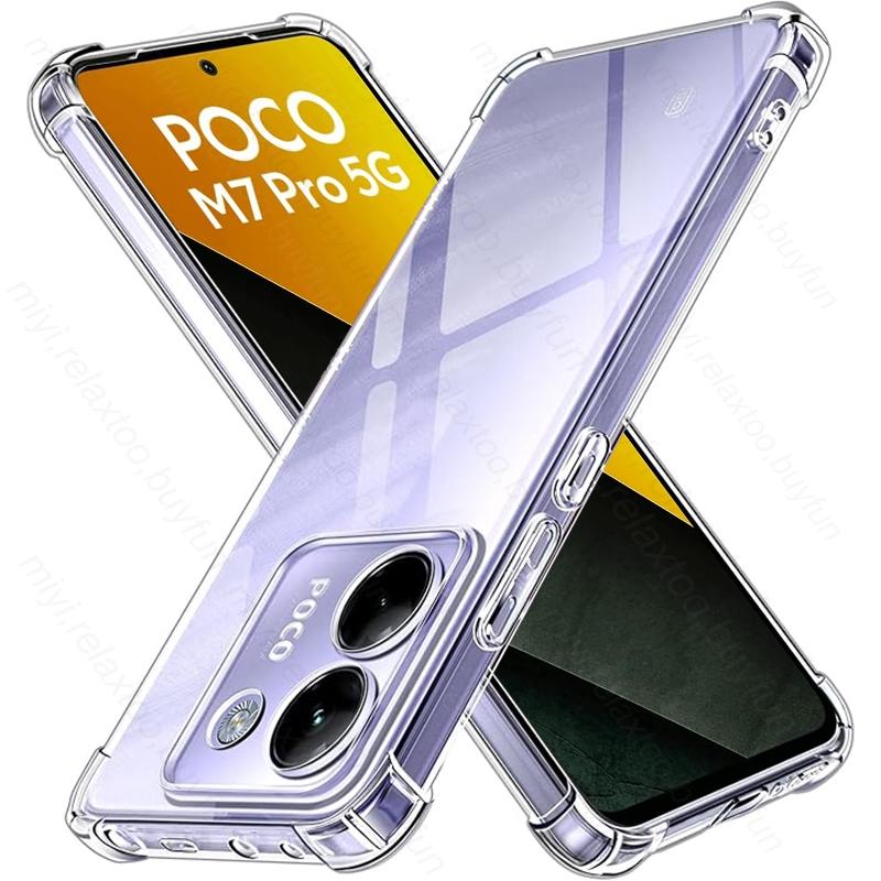 Klarer Kristall Stoßfester Silikon Weicher Case Für Xiaomi Poco M7 Pro 5G Transparenter Schutz Fundas PocoM7Pro Kleiner Poko M7Pro