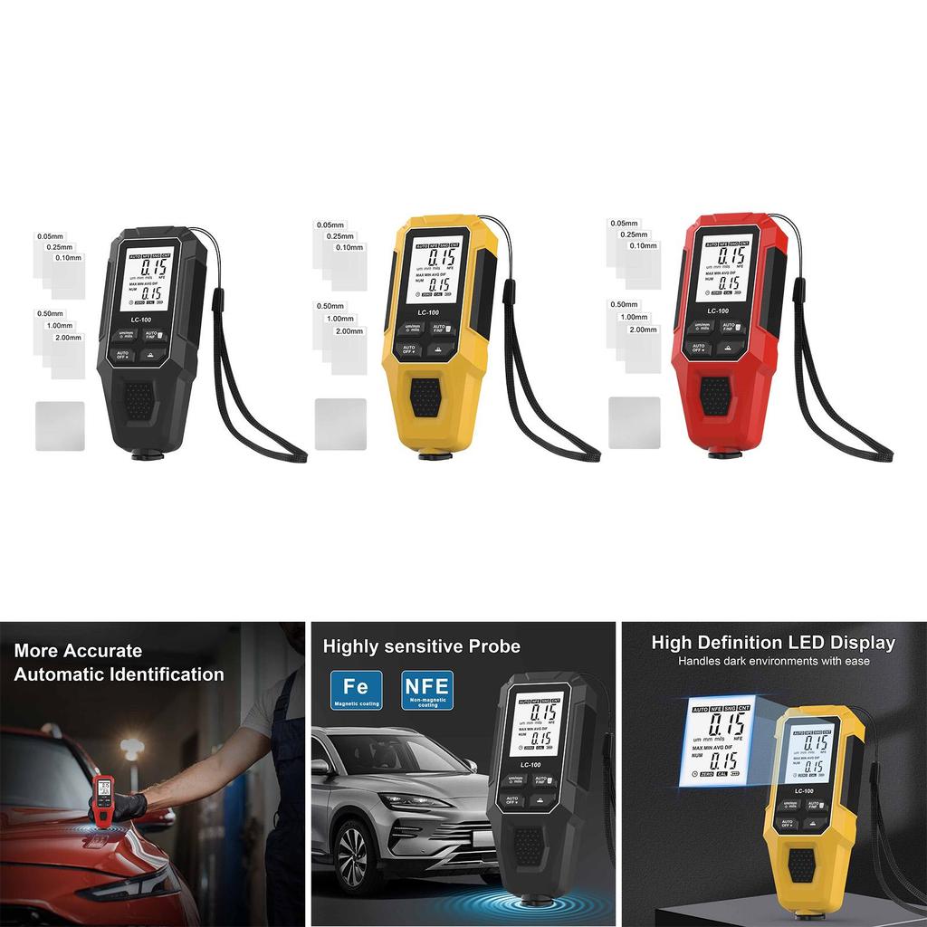 Industrial Thickness Gauge ABS Material Professional Paint Meter Tester Digital Display for Car Wall Drywall Workshop Use