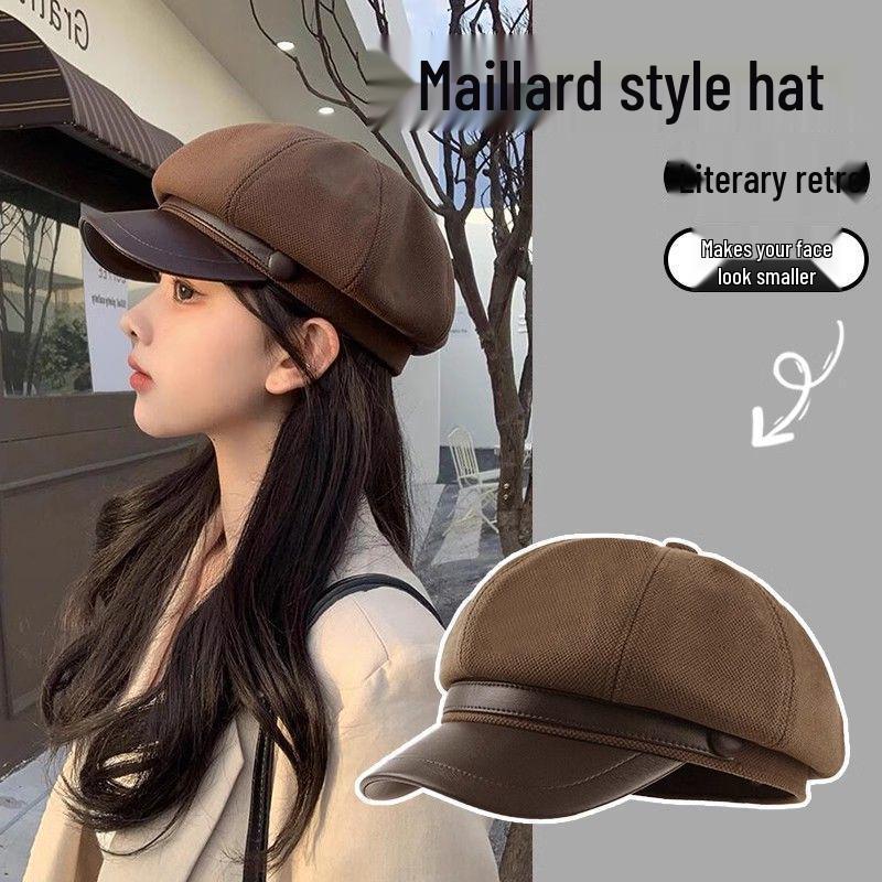 2024 Spring Women's Woolen Beret: Trendy Octagonal Hat, Slimming Artist Flat Cap
