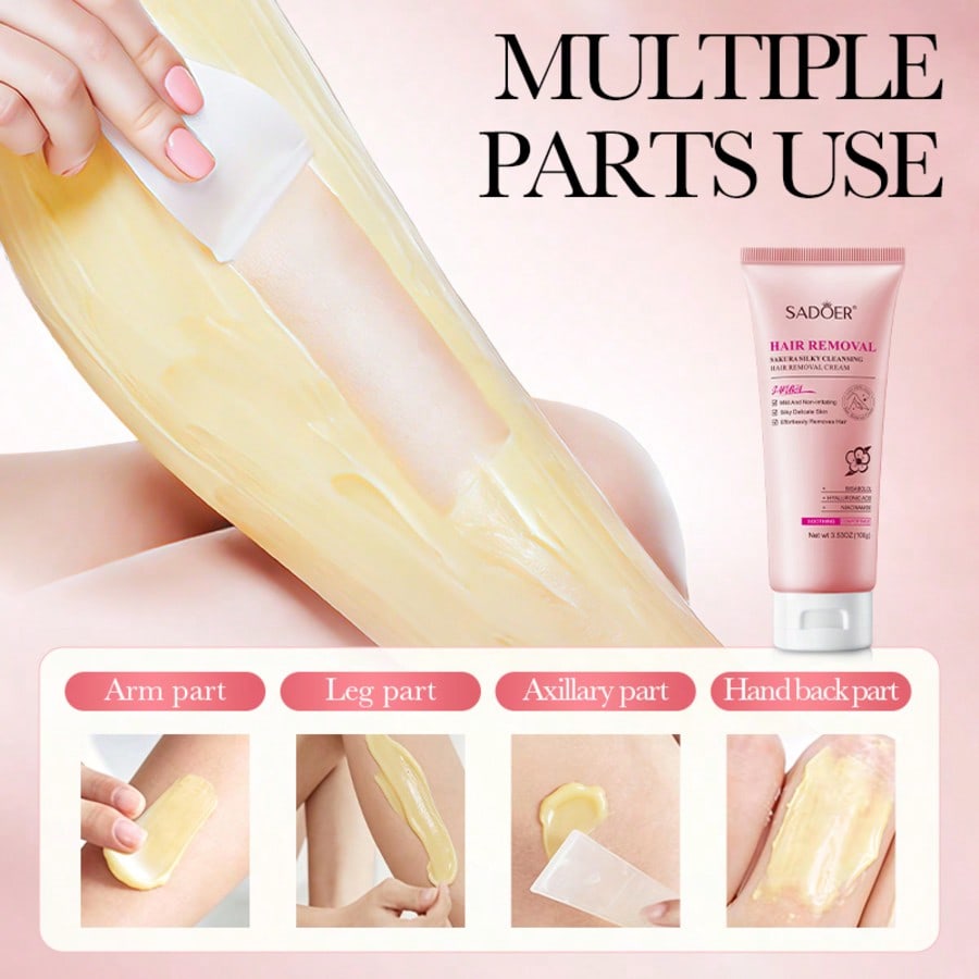 Cherry Blossom Hair Removal Cream, Fast & No Darkening, Reduces Hair Regrowth, Gentle, Painless And