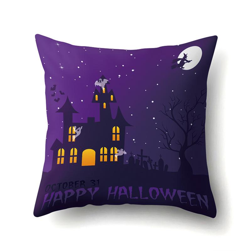 Halloween Polyester Pillow Case Car Waist Pillow Pumpkin Sofa Cushion Cover Office Living Room Pillow Case
