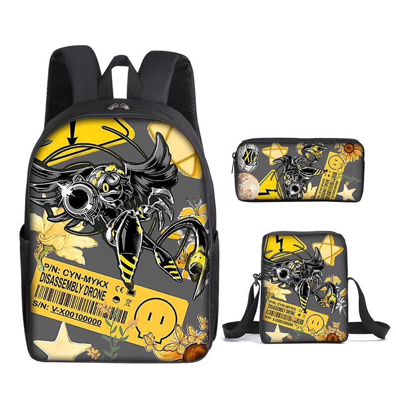 Droni Killer Novità Classici Stampa 3D Set da 3 pezzi Zaino Scolastico per Studenti Zaino per Laptop Zaino a Spalla Inclinata Astuccio