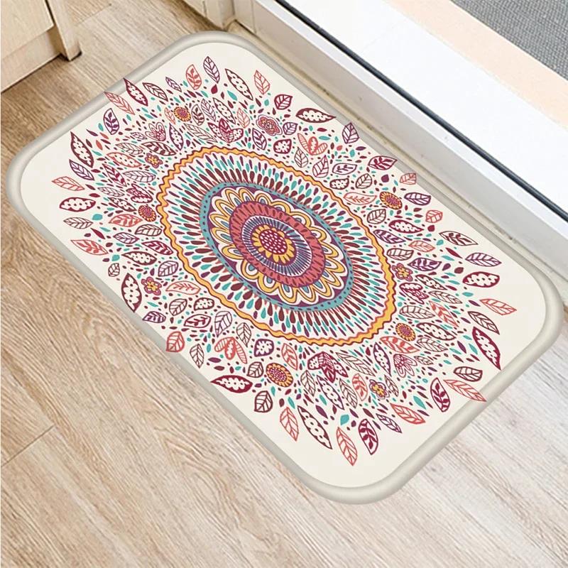 Mandala-Druckserie Fußmatte Schlafzimmer Eingang Fußmatte Heimdekoration Wohnzimmer Willkommens-Fußmatte Rutschfeste Küchenbodenmatten