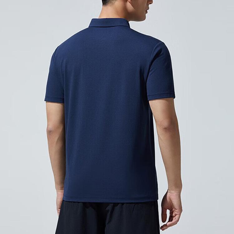 Anta Logo Embroidered Collar Short Sleeve Polo Men Tops Midnight-Blue 152327134-5