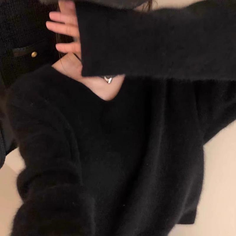 Koreanischer V-Ausschnitt Strickpullover - Lässig, Weich, Schichtweise Innenbekleidung