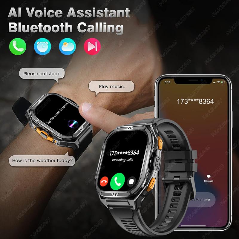 2025 Nové GPS Chytré hodinky Muži 1,96palcový HD AMOLED displej Kompas Bluetooth volání 5ATM Vodotěsné Sportovní Chytré hodinky pro Android iOS