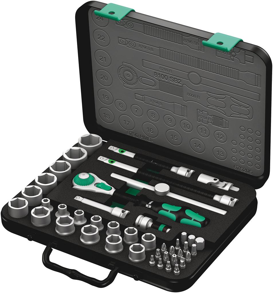 Wera 05003594001 8100 SB 2 Zyklop Speed Ratchet 43 Pieces 3/8" Set, Metric,