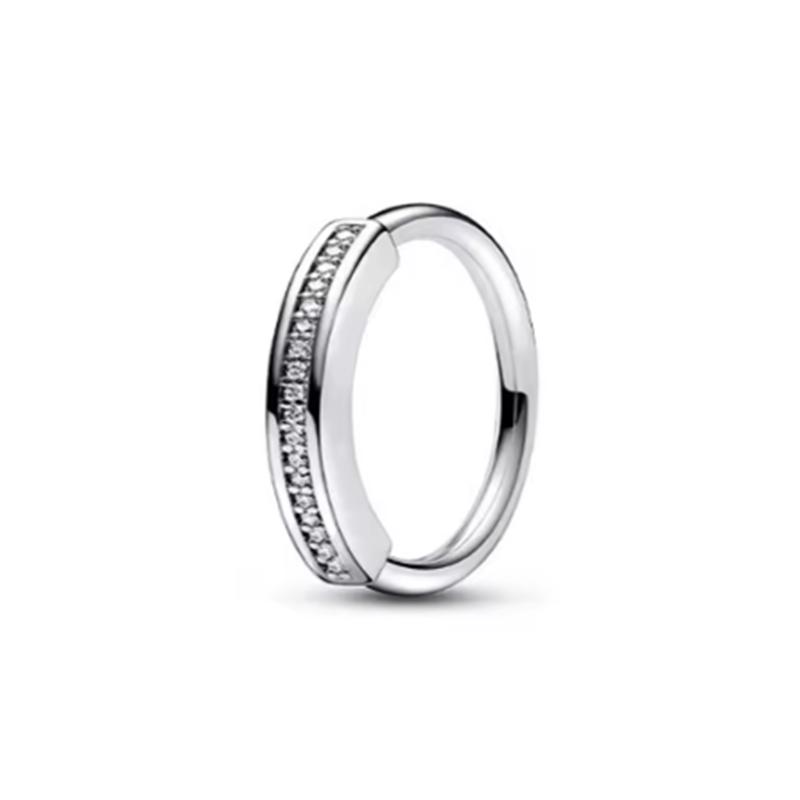 New 925 Silver Sparkling Bow Double Hearted Zircon Ring for Women DIY High Quality Wedding Jewelry Gifts