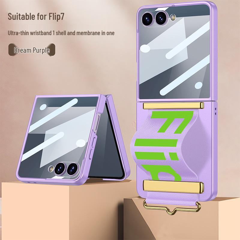 Samsung Flip7 Ultra-Thin Wrist Strap Foldable Case - Light Luxury Screen Integrated Protective Cover