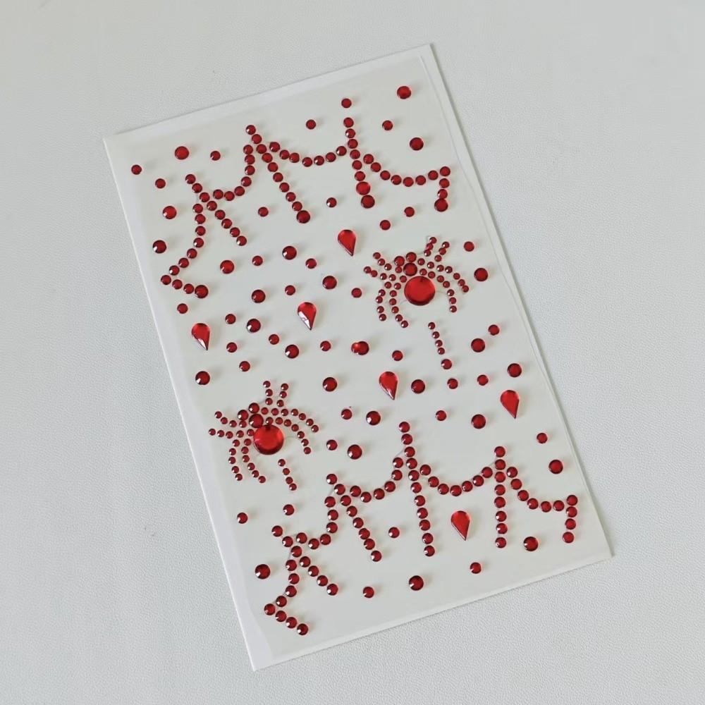 2PCS Spider Pattern Halloween Stickers Self Adhesive Facial Crystal Stickers Stage Makeup
