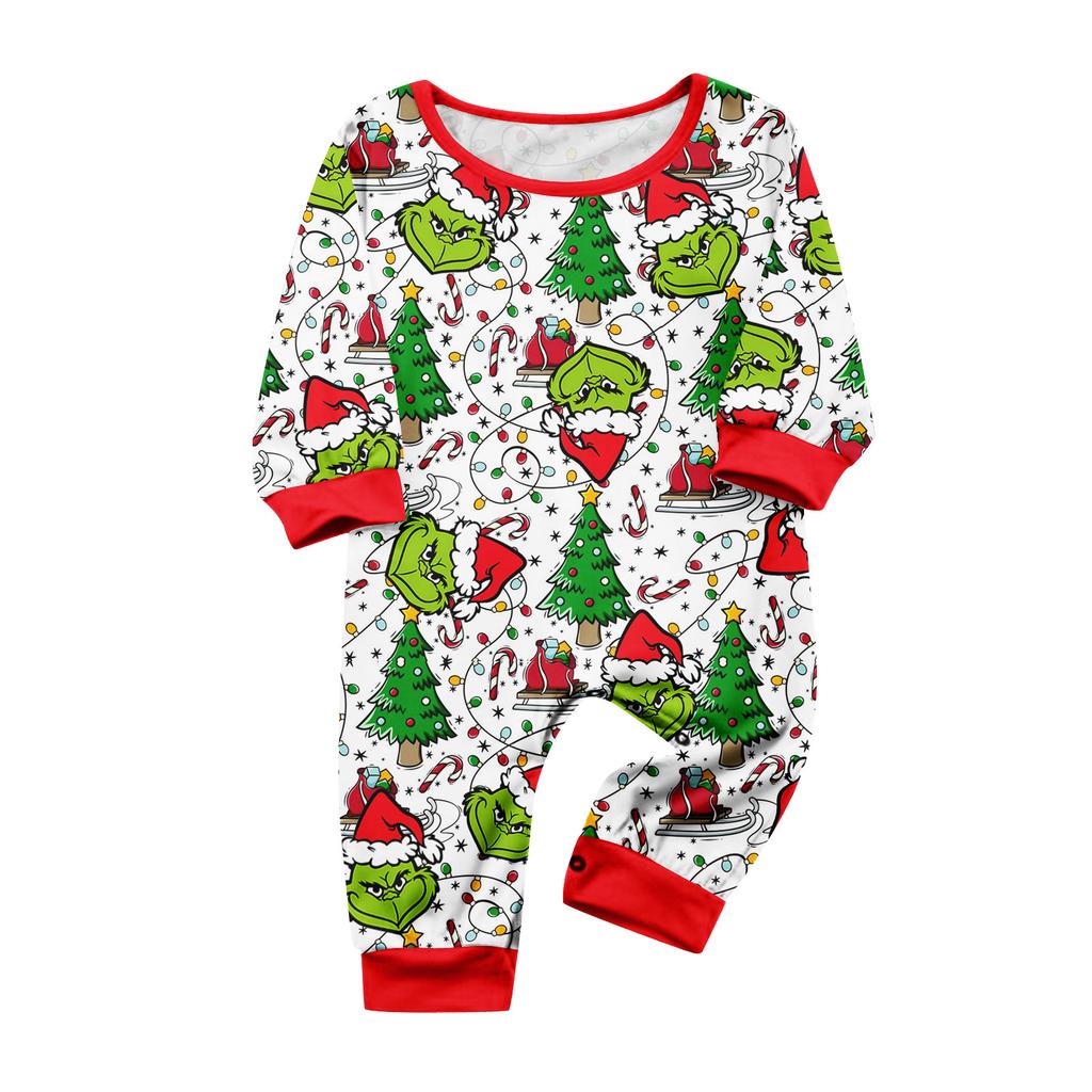 Christmas Print Cute Family Set Pajamas, Home Clothes, Family Set Long Sleeve Top Pants Set