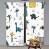 Set Of 2 Flat Printing Window Drapes Colorful Coon Dinosaurs Digital Printed Polyester Festive Wall Decor Perfect Curtain