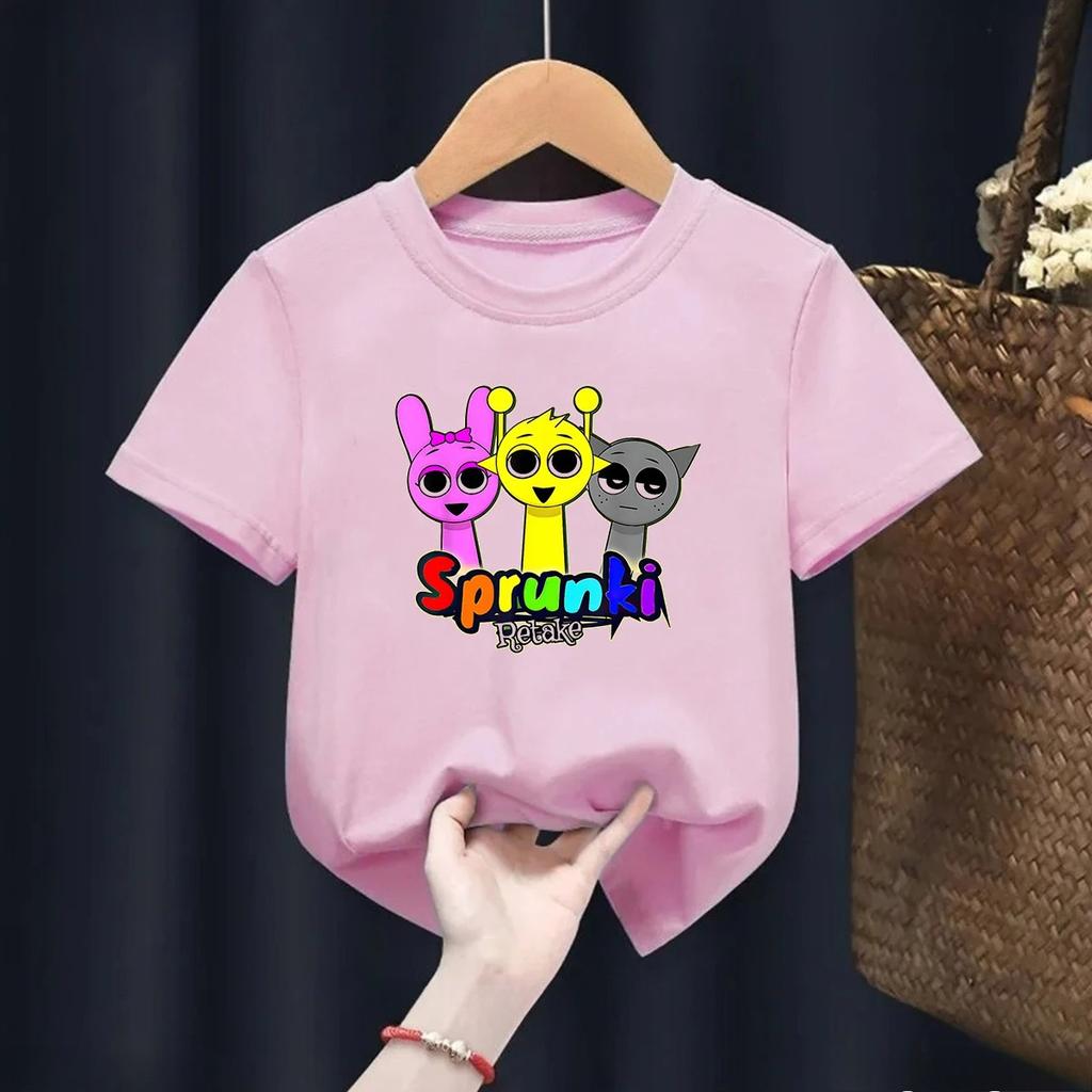 Cartoon Sprunki Cartoon Printed Summer Childrens Clothing Childrens Birthday Digital Gift Short Sleeve Top