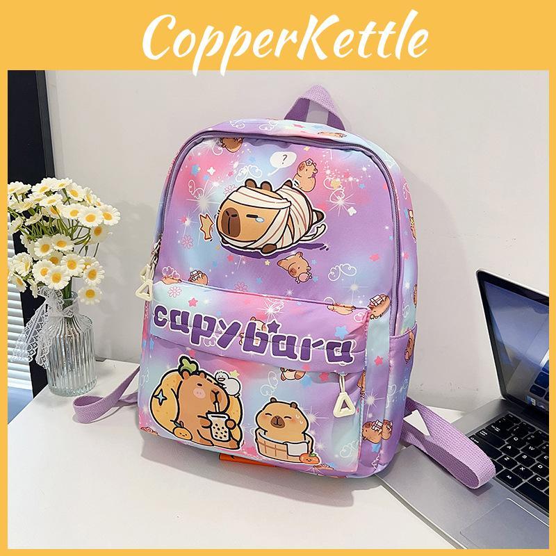 Cute Cartoon Capybara Car Bath Singing Printed Children Large Backpack Capacity