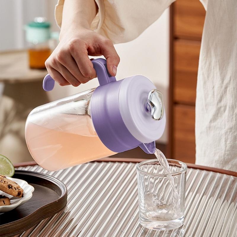 Extra Große 800/1500ml Teekanne mit Sieb und festem Borosilikatglas, auslaufsicheres Design für Eistees und Fruchtaufgüsse