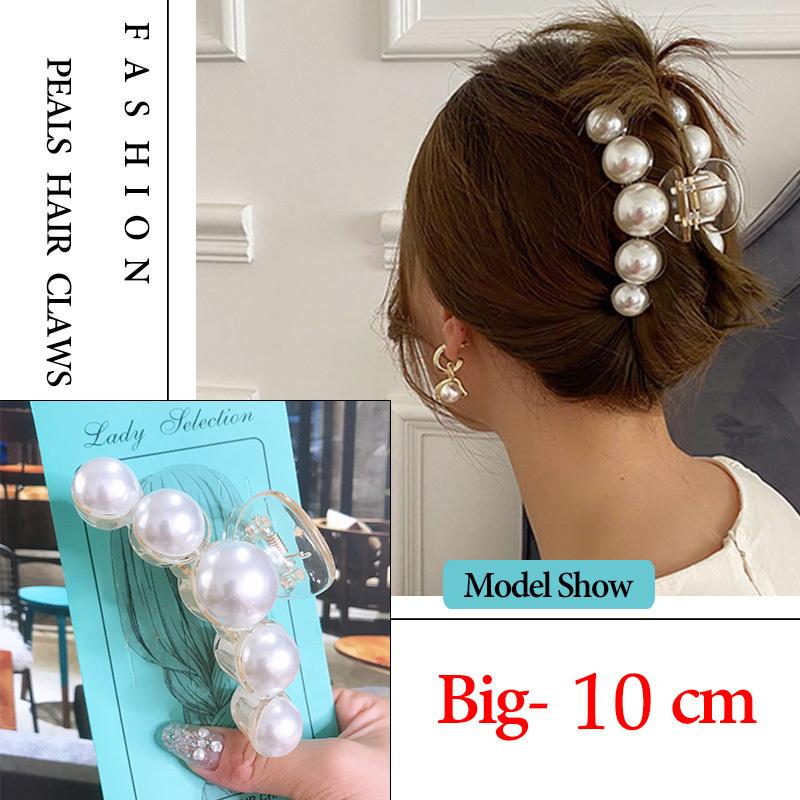 14 Styles Big Pearls Hair Clip Claws Oversize Small  Tiktak Hair Accessories for Women Korean Black White Barrette  New