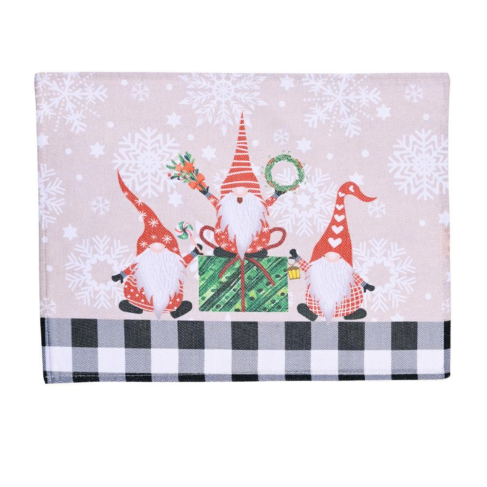 

Charming Christmas 2022 Decoration Forest Gnome Checkered Placemats For Dining Cozy Black White Check