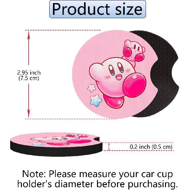 Car Cupholder Coaster Absorbent 2 Pack Cute Kawaii Cartoon Design Rubber New Automotive Cup Holder Decal Decor Accessories for Women Men BD353