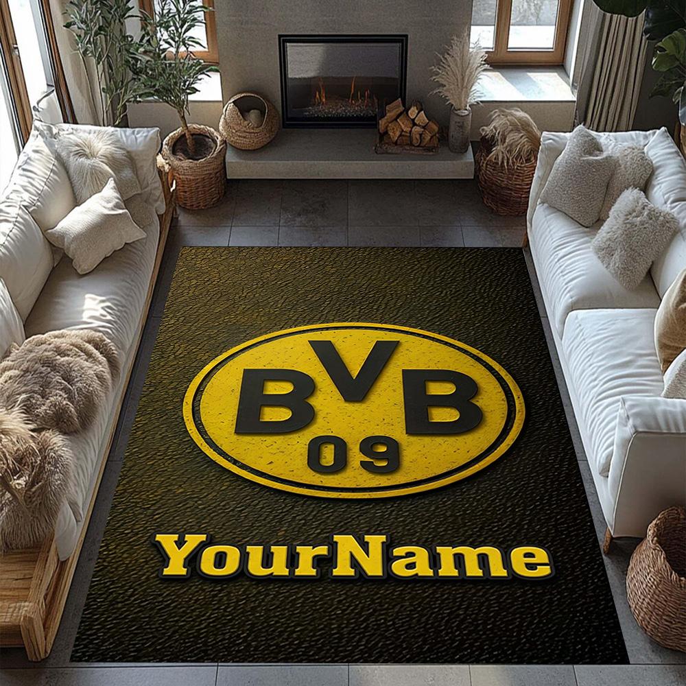 Borussia Dortmund Personalized Name Carpet Suitable for Game Room Hallway Bedrooms Playrooms Antislip Carpet Office home decor Best for Christmas