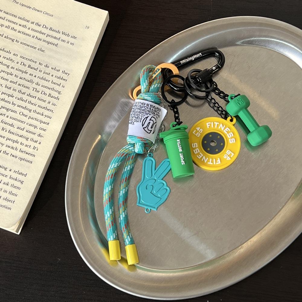 with D-shaped Buckle Fitness Series Pendant Colorful Simulation Dumbbells Keyring  Friends