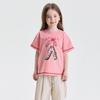 Girls' Cartoon Letter Print Short Sleeve T-Shirt