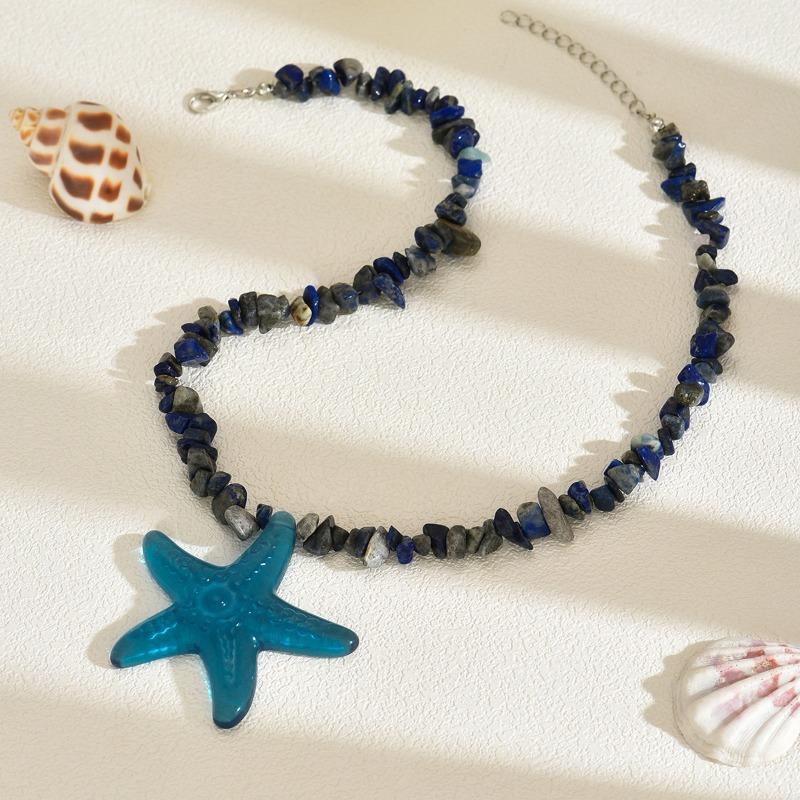 Beaded necklace natural crushed stone jewelry women's fashion personality starfish pendant