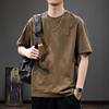 2025 Summer Men's Loose Fit Combed Cotton Ice Silk Cool Short Sleeve T-shirt - Breathable American Casual Half Sleeve Tee
