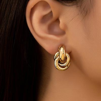 Twists Gold Silver Color Knot Hoop Korean Earrings for Women Shiny Plating Trendy Earring Butterfly Stud Cute Daily Jewelry